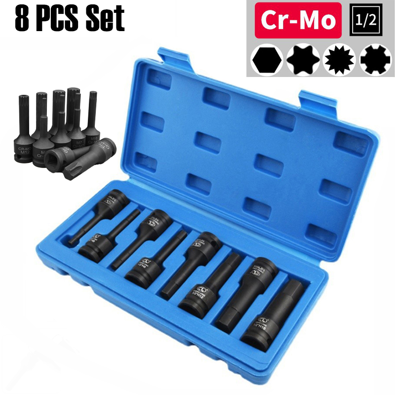 Hand Tools Maintenance Workshop - 1/2 Socket Wrench 8pcs Set Hexagonal